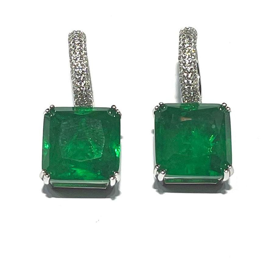 AP Coral orecchini Hollywood Diva Style argento 925 finitura rodio quarzo emerald OR927ELUS - Capodagli 1937