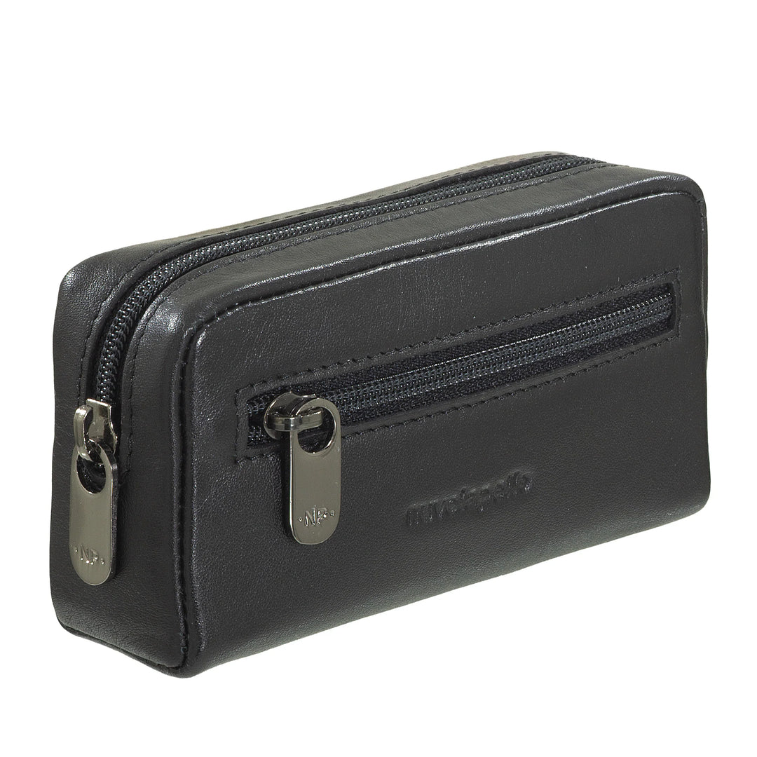 Porte-clés Nuvola Pelle pour homme et femme en cuir véritable – Porte-monnaie avec fermeture éclair et 2 porte-clés