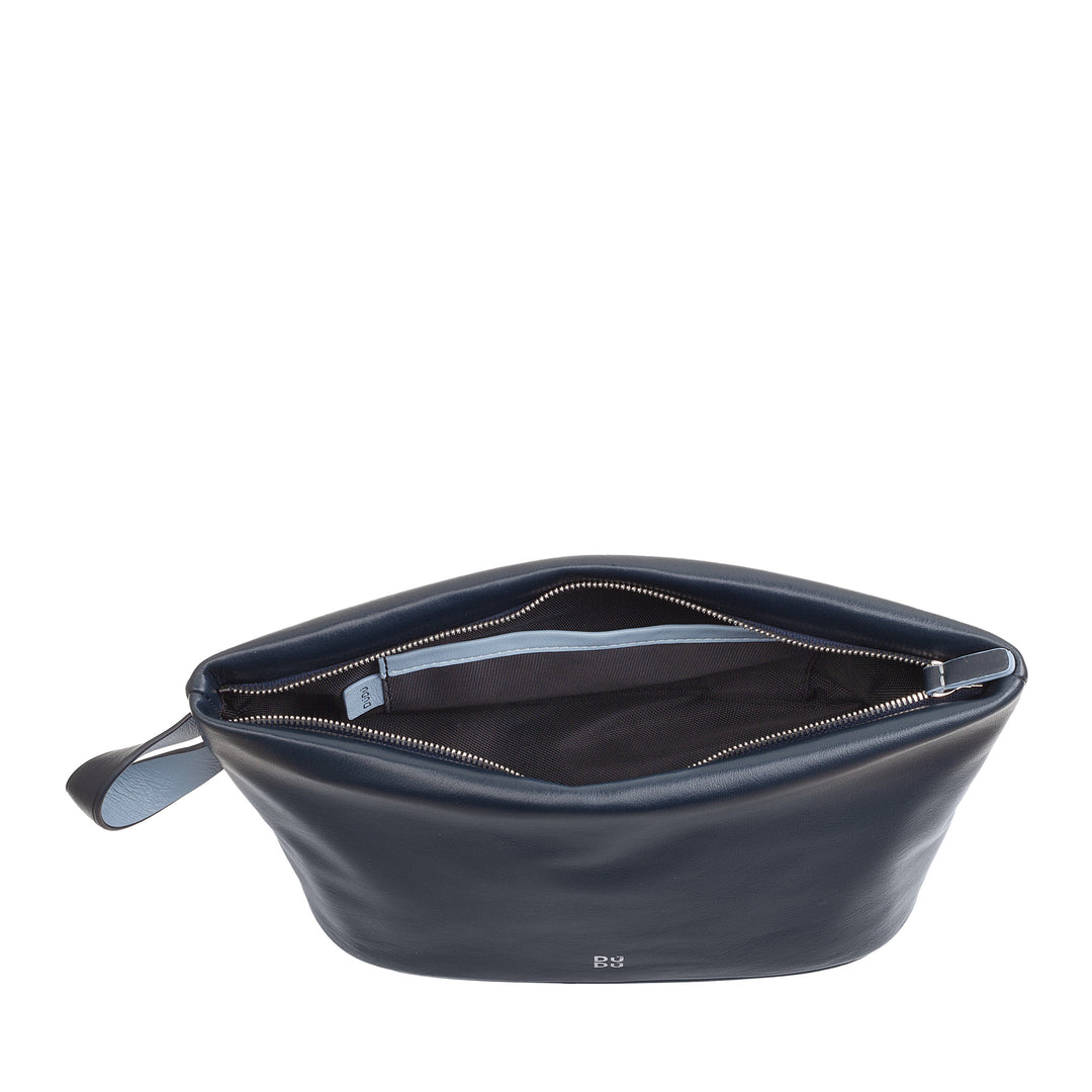 DUDU Beauty Case Donna Uomo in Pelle con Cerniera Zip, Borsa da Toilette Grande Colori Vivaci, Ideale per Viaggi, Palestra, Terme, Interno Idrorepellente
