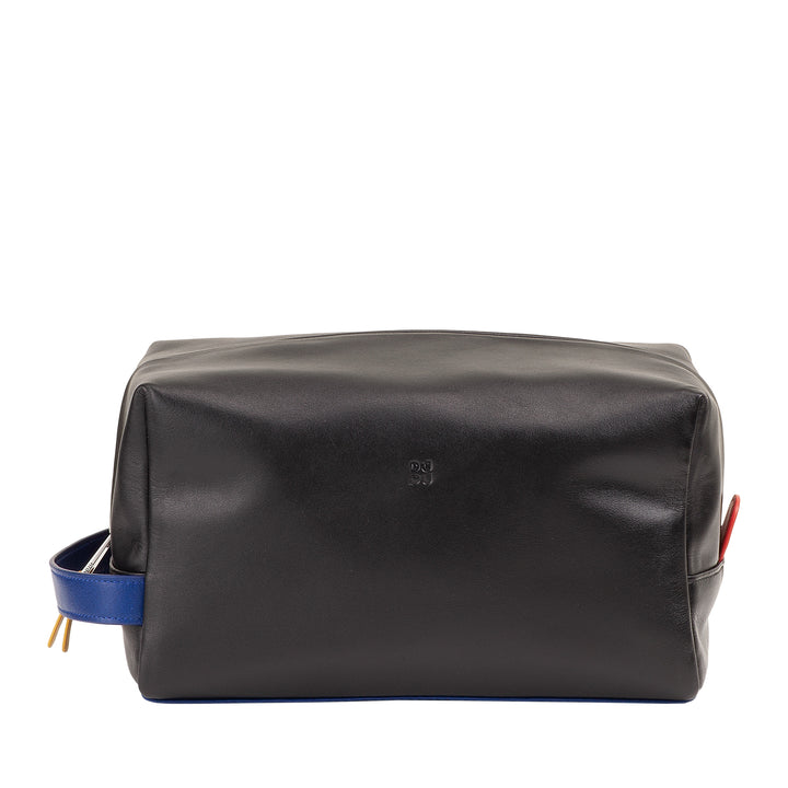 DUDU Leather Beauty Case for Men and Women - Elegant Travel Cosmetic Bag, Minimal Design, Real Leather, Compact Toiletry Bag for Accessories and Cosmetics