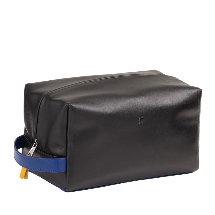 DUDU Leather Beauty Case for Men and Women - Elegant Travel Cosmetic Bag, Minimal Design, Real Leather, Compact Toiletry Bag for Accessories and Cosmetics