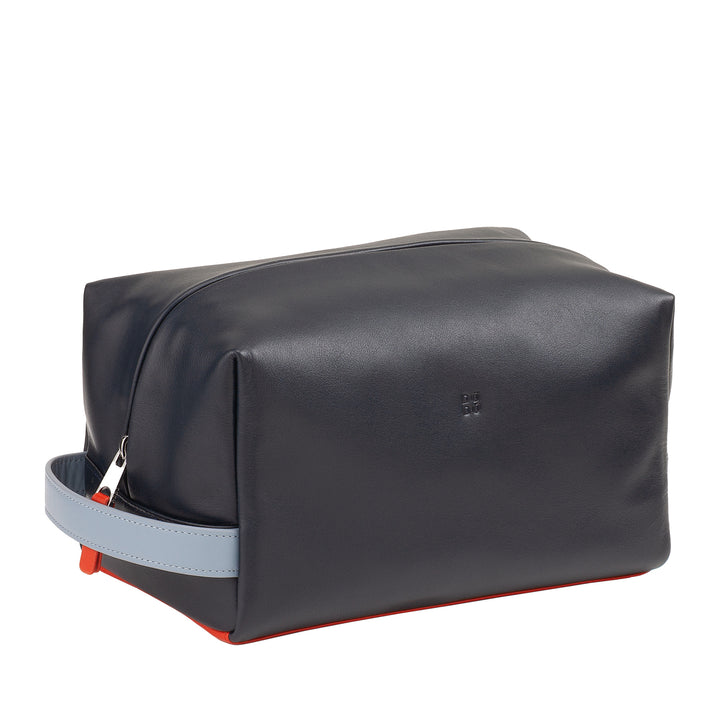 DUDU Leder-Beauty-Case für Damen und Herren – elegante Reise-Kosmetiktasche, minimalistisches Design, echtes Leder, kompakte Kulturtasche für Accessoires und Kosmetik
