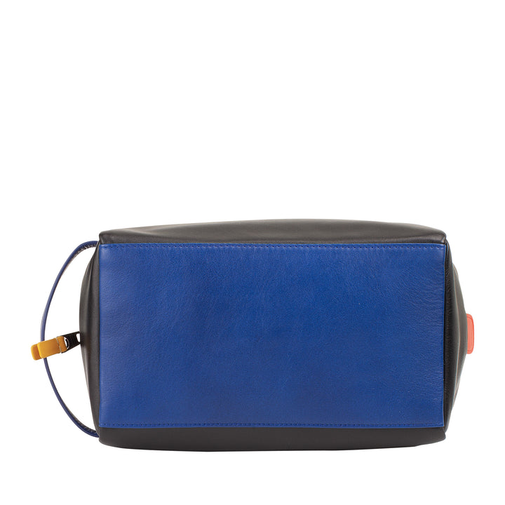 DUDU Leather Beauty Case for Men and Women - Elegant Travel Cosmetic Bag, Minimal Design, Real Leather, Compact Toiletry Bag for Accessories and Cosmetics