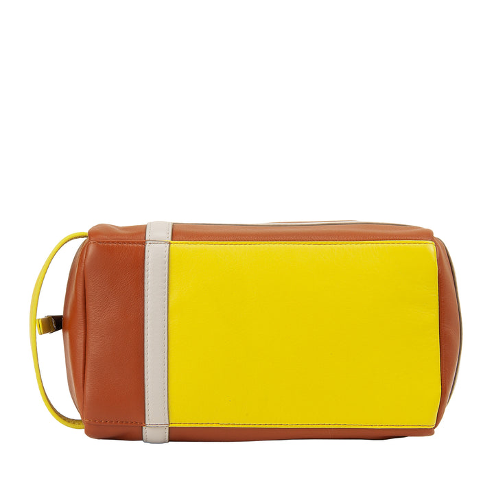 DUDU Beauty Case for Men and Women in Leather with Zipper - Tennis-Inspired Design with Side Handle for Travel, Gym and Everyday Use