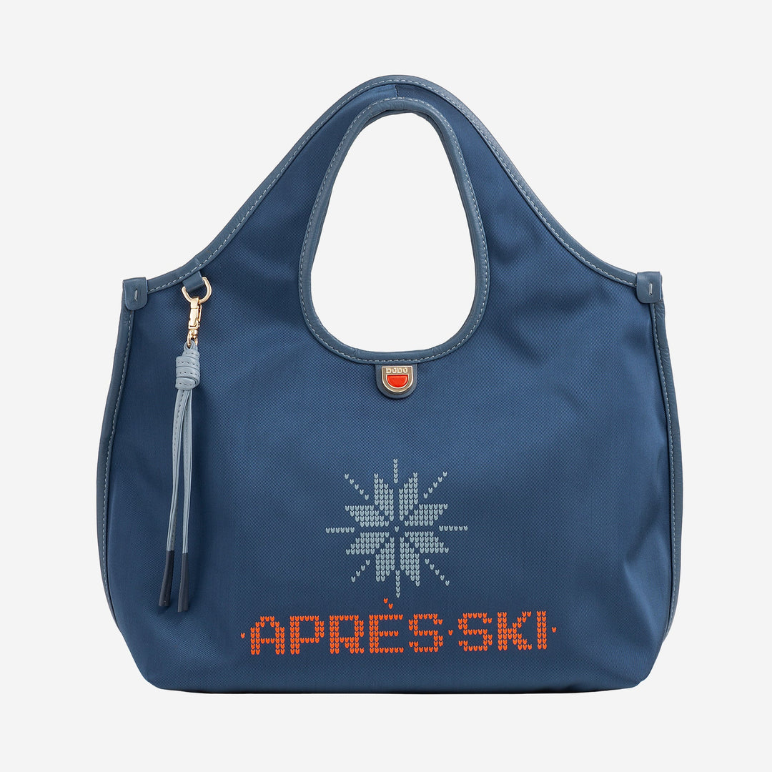 DUDU Damen-Umhängetasche aus Nylon und Leder Après-Ski – leichter Shopper mittlerer Größe mit verstellbarem Schultergurt und Magnetverschluss, sportlich-schickes Design