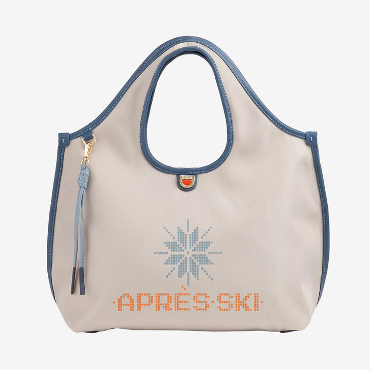 DUDU Sac Bandoulière Femme en Nylon et Cuir Après Ski - Cabas Léger Taille Moyenne avec Bandoulière Ajustable et Fermeture Magnétique, Design Sporty Chic