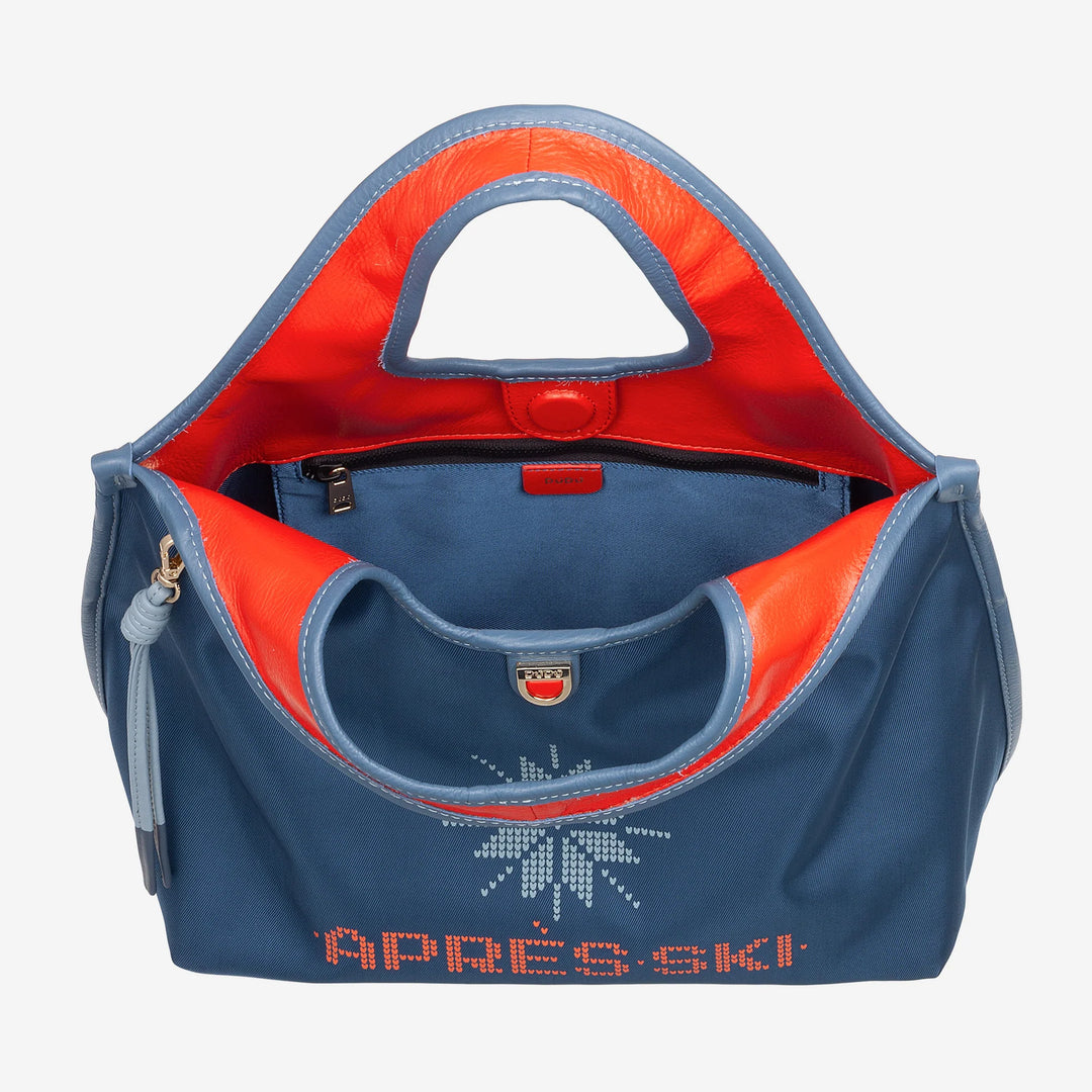DUDU Damen-Umhängetasche aus Nylon und Leder Après-Ski – leichter Shopper mittlerer Größe mit verstellbarem Schultergurt und Magnetverschluss, sportlich-schickes Design