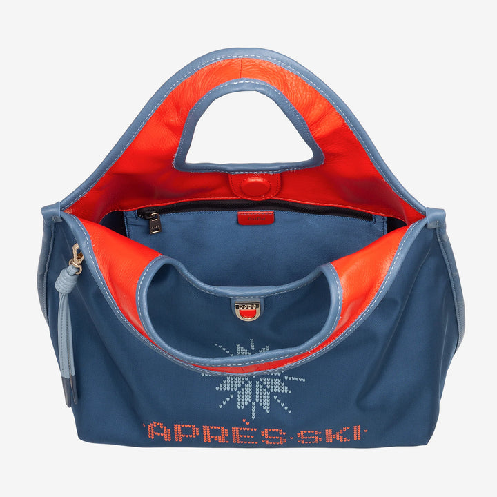 DUDU Damen-Umhängetasche aus Nylon und Leder Après-Ski – leichter Shopper mittlerer Größe mit verstellbarem Schultergurt und Magnetverschluss, sportlich-schickes Design
