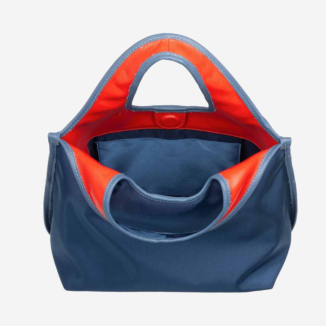 DUDU Damen-Umhängetasche aus Nylon und Leder Après-Ski – leichter Shopper mittlerer Größe mit verstellbarem Schultergurt und Magnetverschluss, sportlich-schickes Design