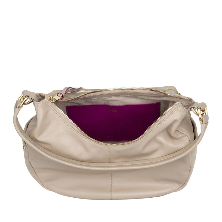 DUDU Damen-Umhängetasche aus Leder mit abnehmbarem Schultergurt, geräumig und elegant – Hobo-Tasche mit mehreren Taschen, Bananentasche mit Reißverschluss