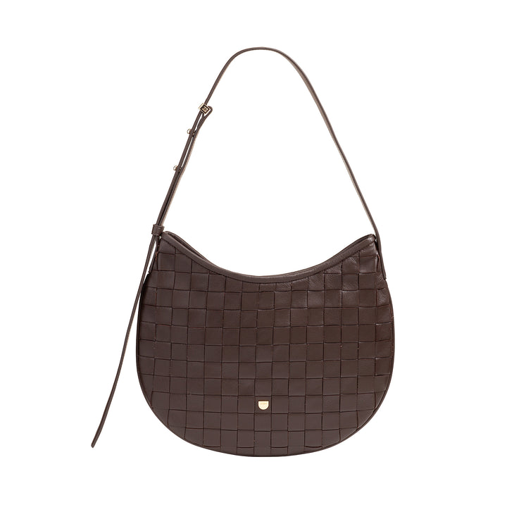 DUDU Damen-Umhängetasche aus echtem gewebtem Leder – elegante Hobo-Tasche mit verstellbarem Schultergurt und Reißverschluss, handwerkliches Design, geräumig und vielseitig