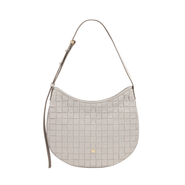 DUDU Damen-Umhängetasche aus echtem gewebtem Leder – elegante Hobo-Tasche mit verstellbarem Schultergurt und Reißverschluss, handwerkliches Design, geräumig und vielseitig