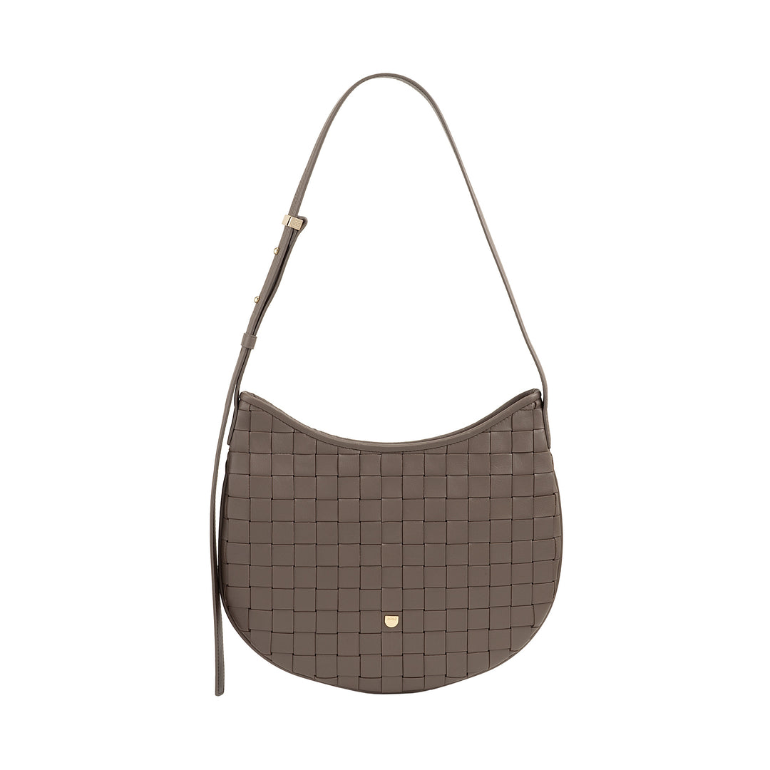 DUDU Damen-Umhängetasche aus echtem gewebtem Leder – elegante Hobo-Tasche mit verstellbarem Schultergurt und Reißverschluss, handwerkliches Design, geräumig und vielseitig