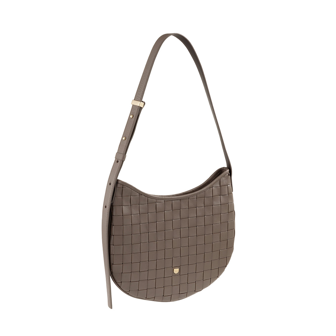 DUDU Damen-Umhängetasche aus echtem gewebtem Leder – elegante Hobo-Tasche mit verstellbarem Schultergurt und Reißverschluss, handwerkliches Design, geräumig und vielseitig
