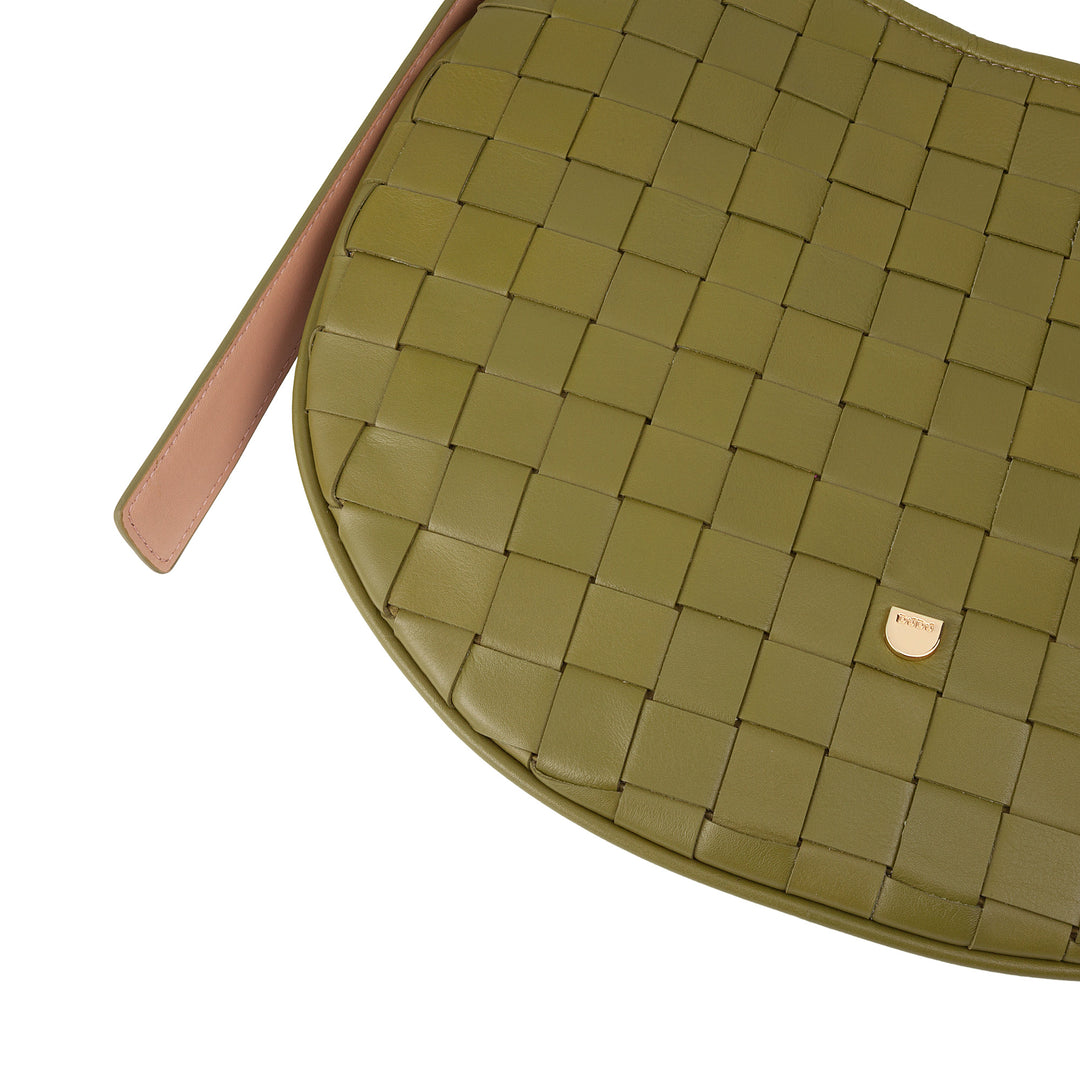 DUDU Damen-Umhängetasche aus echtem gewebtem Leder – elegante Hobo-Tasche mit verstellbarem Schultergurt und Reißverschluss, handwerkliches Design, geräumig und vielseitig