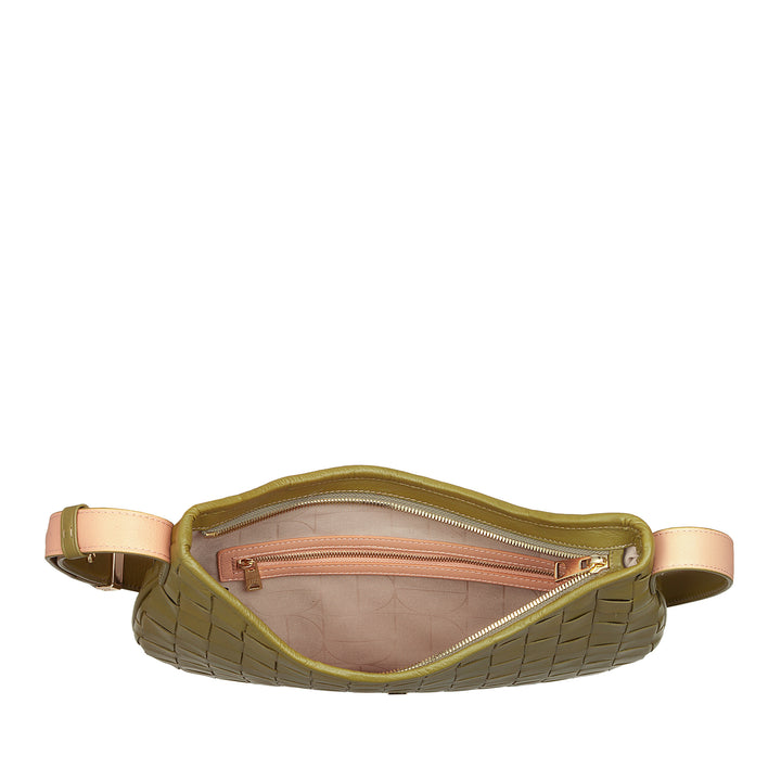 DUDU Damen-Umhängetasche aus echtem gewebtem Leder – elegante Hobo-Tasche mit verstellbarem Schultergurt und Reißverschluss, handwerkliches Design, geräumig und vielseitig