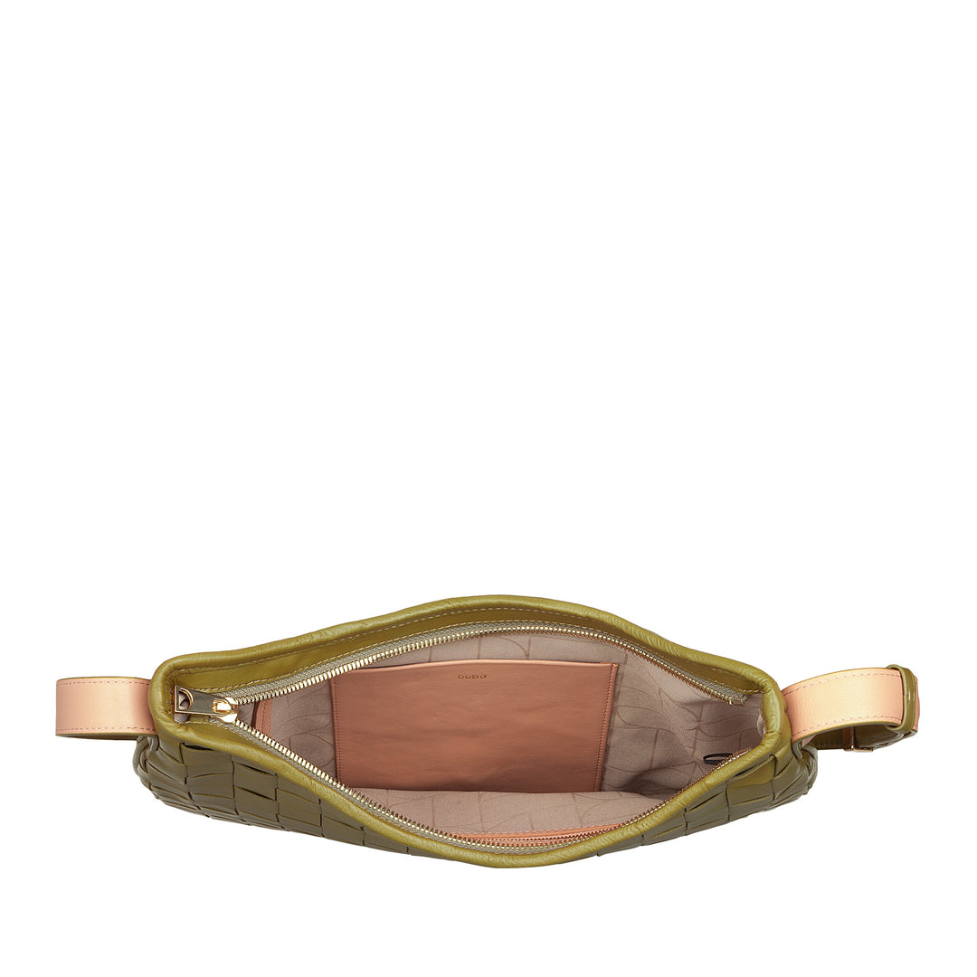 DUDU Damen-Umhängetasche aus echtem gewebtem Leder – elegante Hobo-Tasche mit verstellbarem Schultergurt und Reißverschluss, handwerkliches Design, geräumig und vielseitig