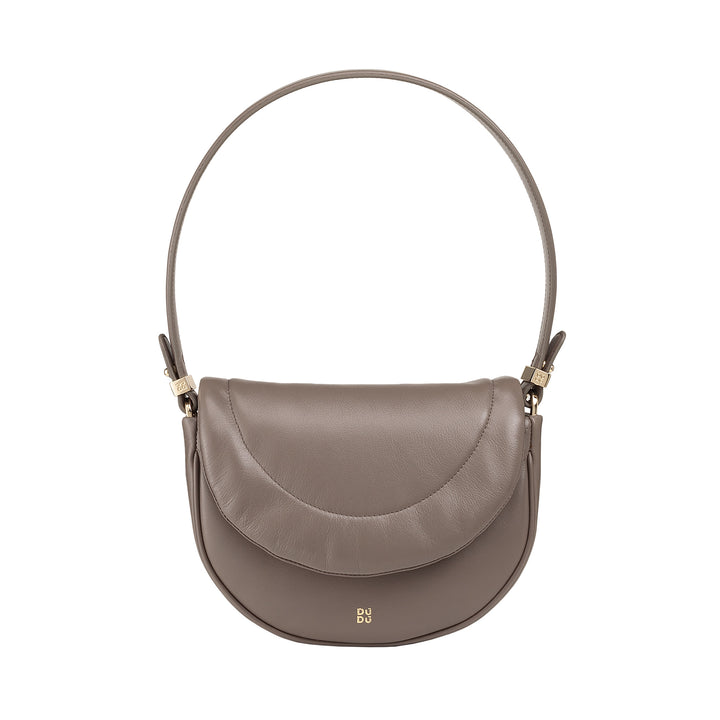 DUDU Sac Bandoulière Femme en Cuir Matelassé, Petit Sac à Main Rembourré Elégant avec Rabat, Bandoulière Amovible et Bandoulière