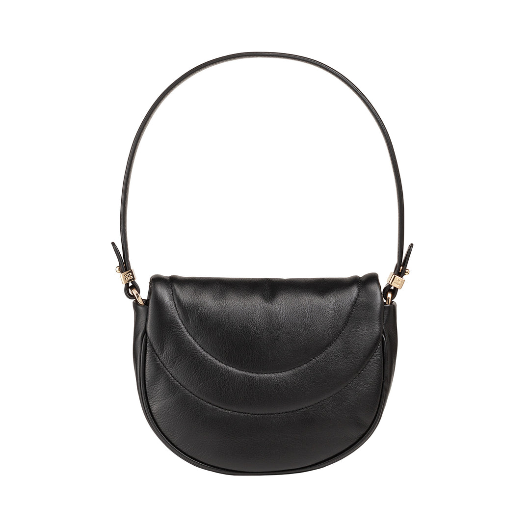 DUDU Damen-Umhängetasche aus gestepptem Leder, kleine elegante gepolsterte Handtasche mit Klappe, abnehmbarem Schultergurt und Schultergurt