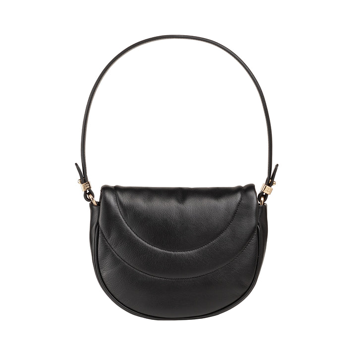DUDU Damen-Umhängetasche aus gestepptem Leder, kleine elegante gepolsterte Handtasche mit Klappe, abnehmbarem Schultergurt und Schultergurt