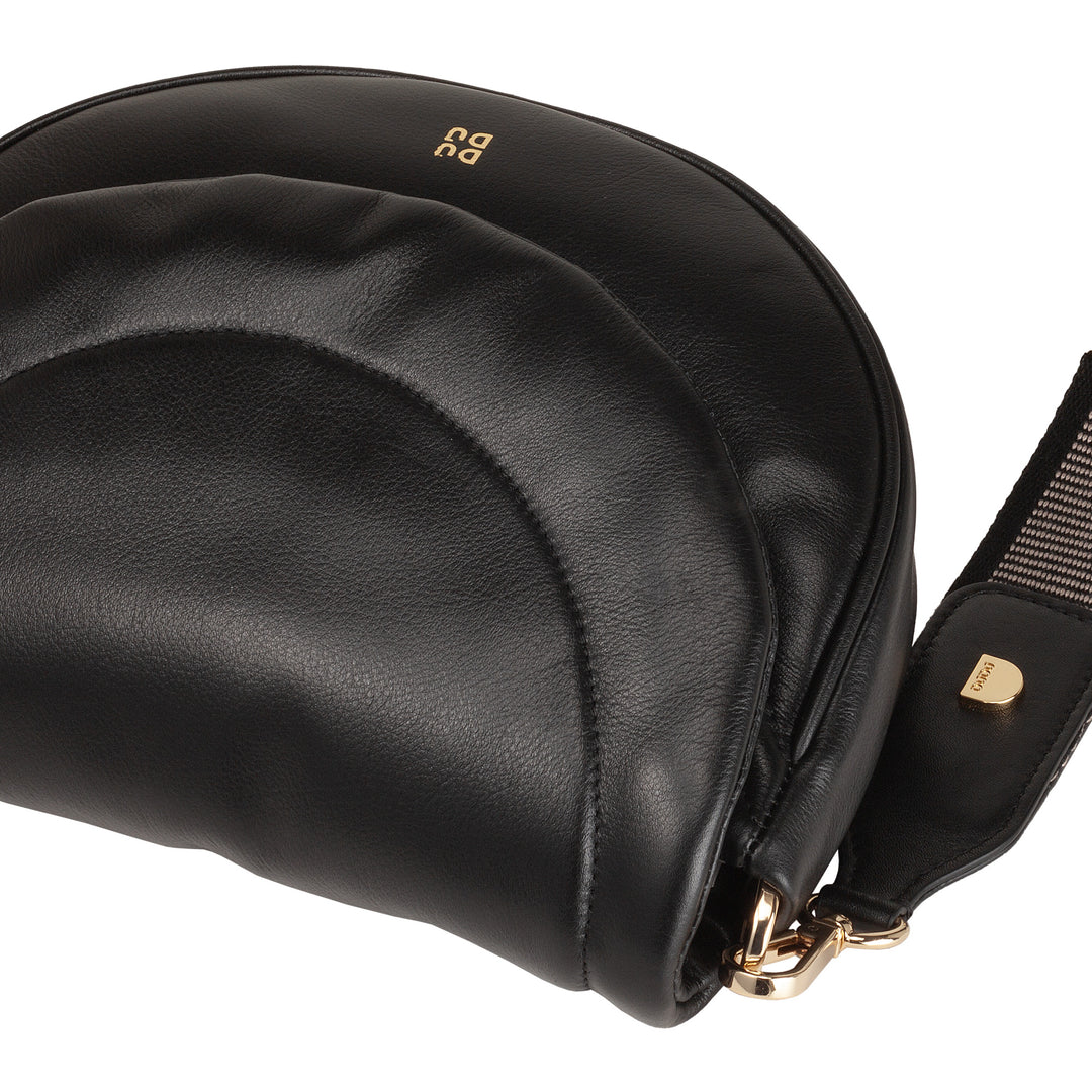 DUDU Damen-Umhängetasche aus gestepptem Leder, kleine elegante gepolsterte Handtasche mit Klappe, abnehmbarem Schultergurt und Schultergurt