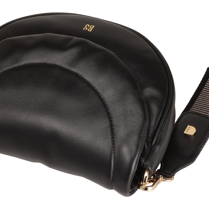 DUDU Damen-Umhängetasche aus gestepptem Leder, kleine elegante gepolsterte Handtasche mit Klappe, abnehmbarem Schultergurt und Schultergurt