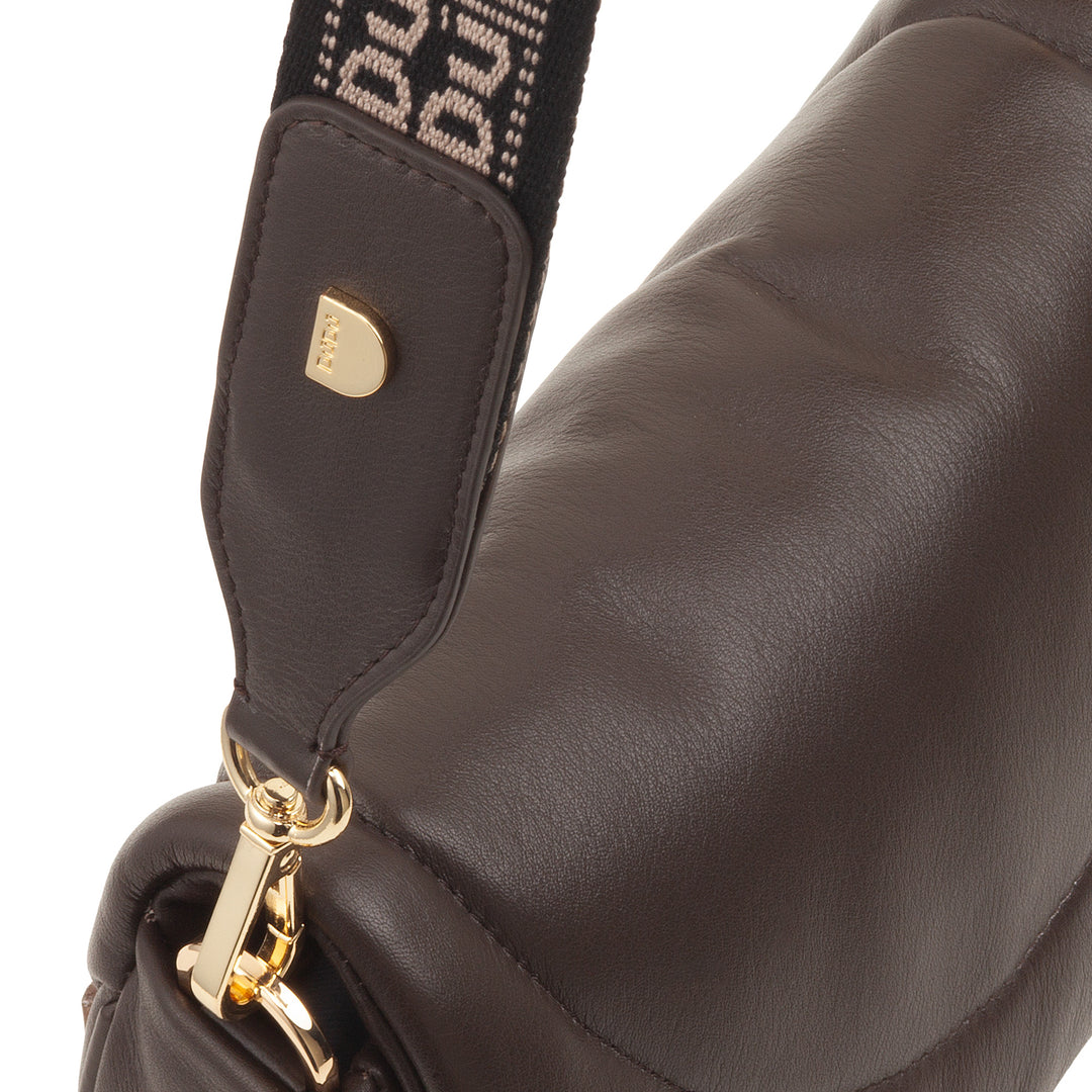 DUDU Sac Bandoulière Femme en Cuir Matelassé, Petit Sac à Main Rembourré Elégant avec Rabat, Bandoulière Amovible et Bandoulière