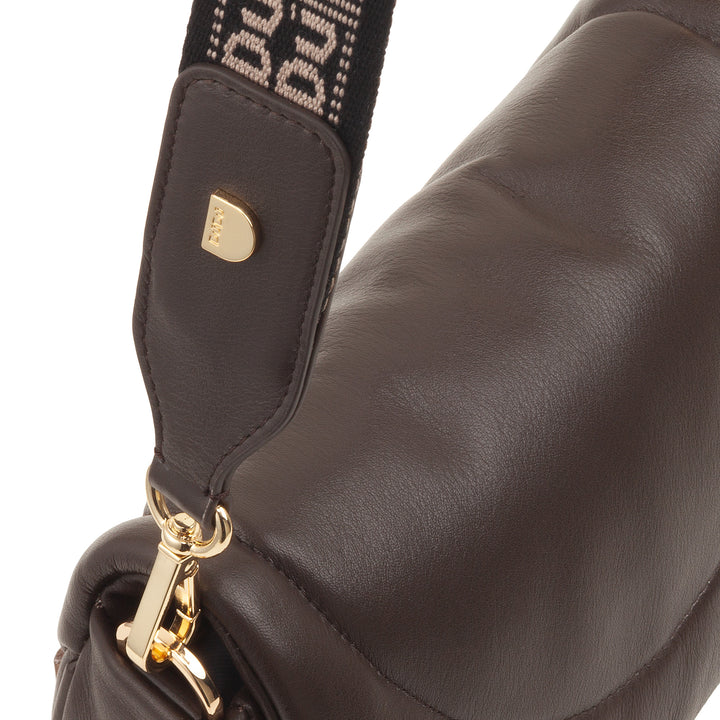DUDU Sac Bandoulière Femme en Cuir Matelassé, Petit Sac à Main Rembourré Elégant avec Rabat, Bandoulière Amovible et Bandoulière