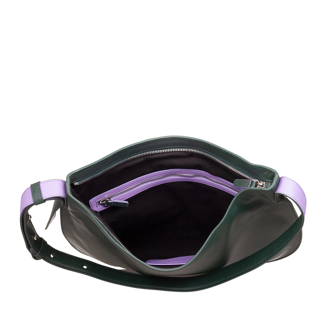 DUDU Damen-Umhängetasche aus weichem Leder, Hobo-Tasche mit Reißverschluss, große, geräumige, farbenfrohe, verstellbare Umhängetasche