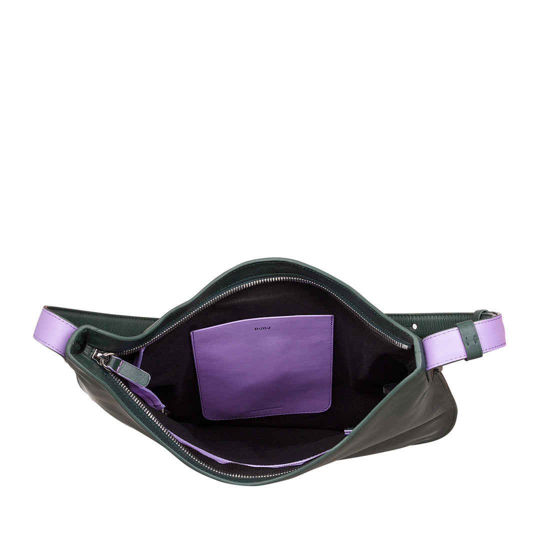 DUDU Damen-Umhängetasche aus weichem Leder, Hobo-Tasche mit Reißverschluss, große, geräumige, farbenfrohe, verstellbare Umhängetasche