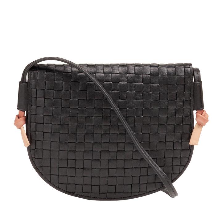DUDU Borsa a Tracolla Piccola Intrecciata in Vera Pelle con Patta – Borsa Donna a Spalla Elegante Artigianale, Borsetta Crossbody Versatile per Uso Quotidiano ed Eventi