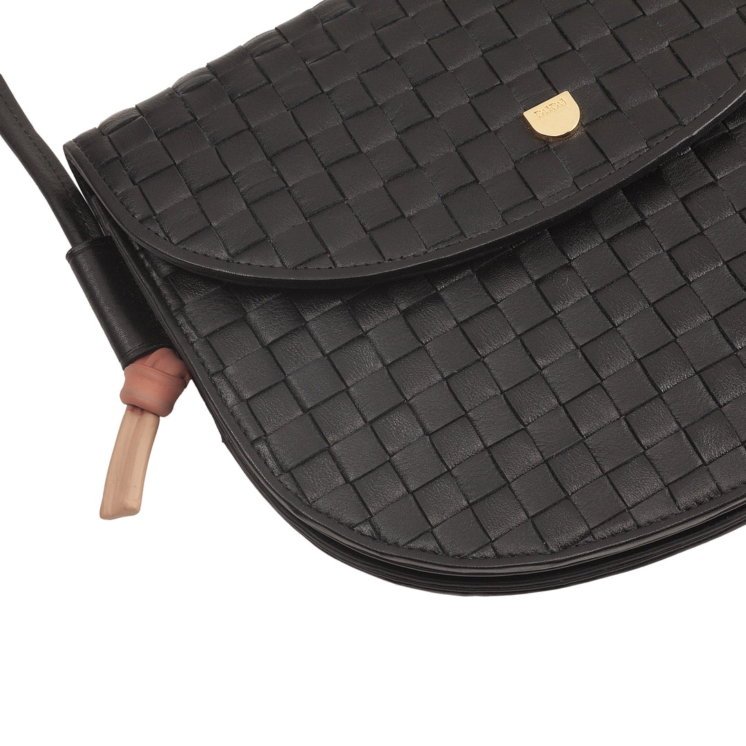 DUDU Borsa a Tracolla Piccola Intrecciata in Vera Pelle con Patta – Borsa Donna a Spalla Elegante Artigianale, Borsetta Crossbody Versatile per Uso Quotidiano ed Eventi