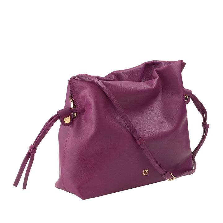 DUDU Sac en Cuir pour Femme avec Fermeture à Cordon - Sac à Bandoulière Élégant, Compact et Pratique pour Chaque Occasion avec Bandoulière Réglable