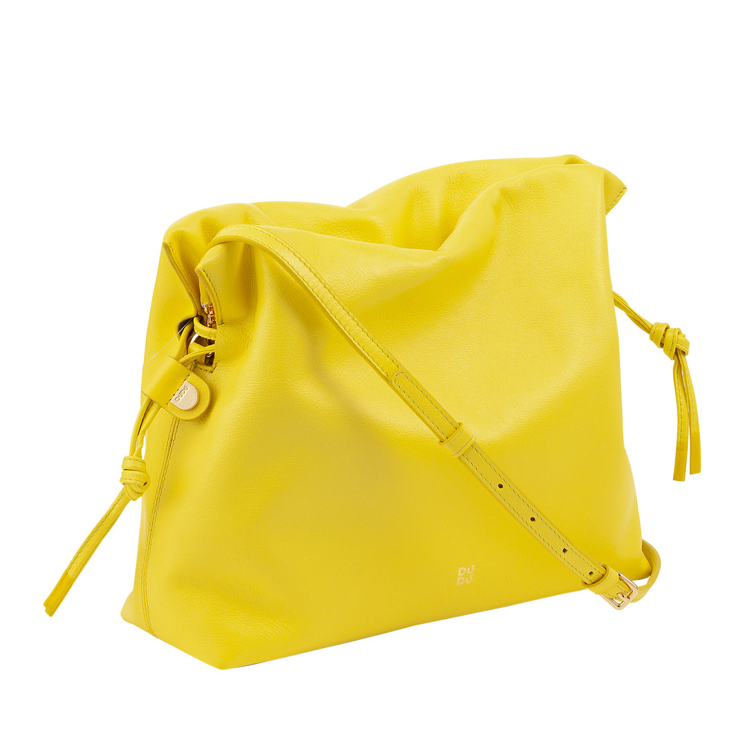 DUDU Sac en Cuir pour Femme avec Fermeture à Cordon - Sac à Bandoulière Élégant, Compact et Pratique pour Chaque Occasion avec Bandoulière Réglable