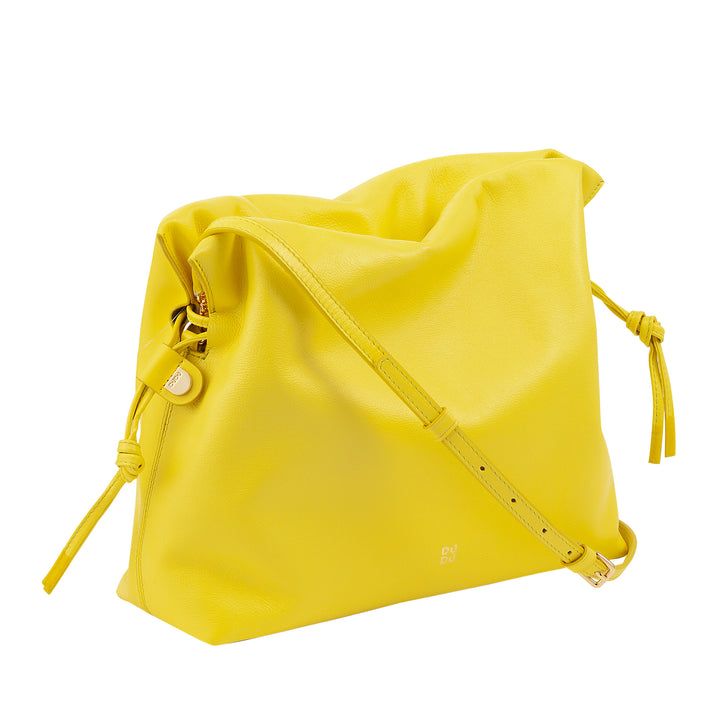 DUDU Sac en Cuir pour Femme avec Fermeture à Cordon - Sac à Bandoulière Élégant, Compact et Pratique pour Chaque Occasion avec Bandoulière Réglable