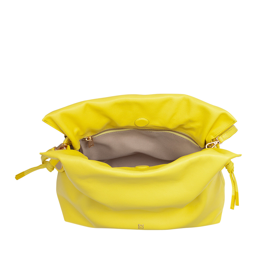 DUDU Sac en Cuir pour Femme avec Fermeture à Cordon - Sac à Bandoulière Élégant, Compact et Pratique pour Chaque Occasion avec Bandoulière Réglable