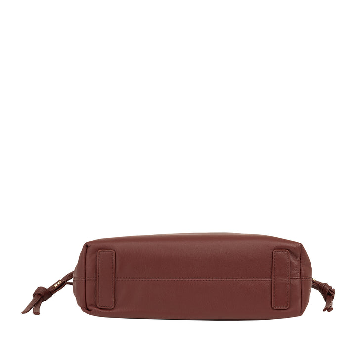 DUDU Damen-Ledertasche mit Kordelzugverschluss – Elegante, kompakte und praktische Umhängetasche für jeden Anlass mit verstellbarem Riemen