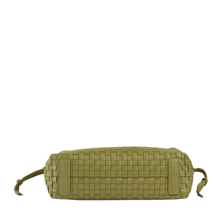 DUDU Damen-Umhängetasche aus gewebtem Leder mit Kordelzug, weich und geräumig, verstellbarer Schultergurt, Magnetverschluss, eleganter und handwerklicher Stil
