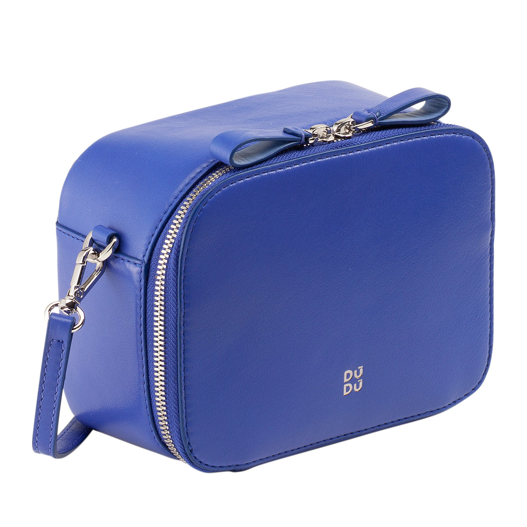 DUDU Petit sac à bandoulière en cuir pour femme, sac pour appareil photo avec double bandoulière, fermeture éclair, sac au design compact et élégant