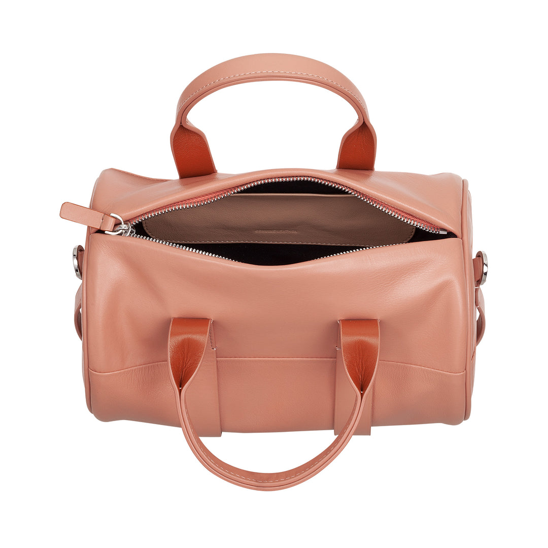 DUDU Damen-Zylindertasche aus echtem Leder, weiche zylindrische Tasche, Fasstasche mit Schultergurt und zwei Griffen, elegantes, farbenfrohes Design