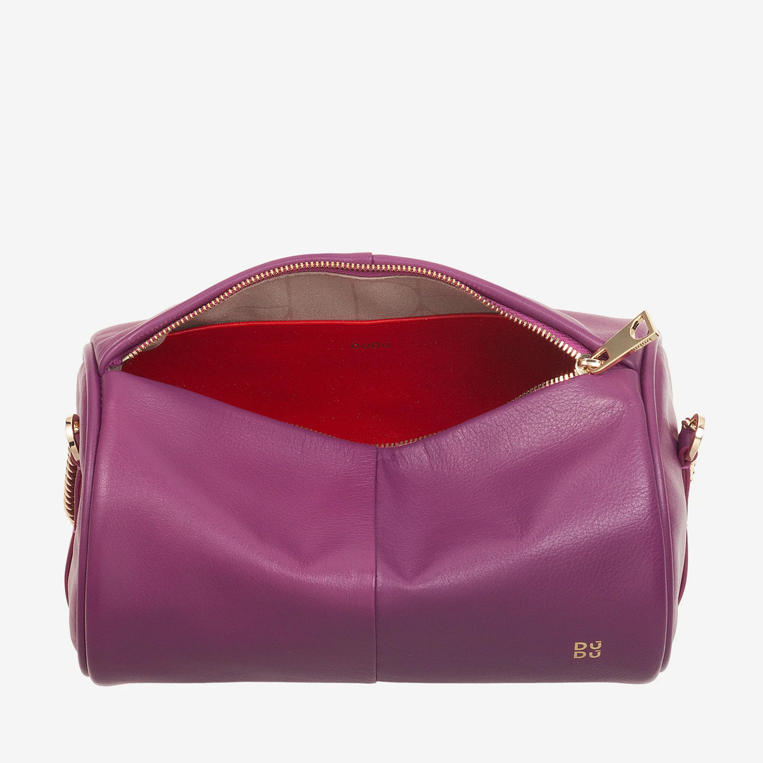 DUDU Sac cylindrique en cuir pour femme, sac à bandoulière avec chaîne et cuir, petit sac cylindrique élégant avec fermeture éclair