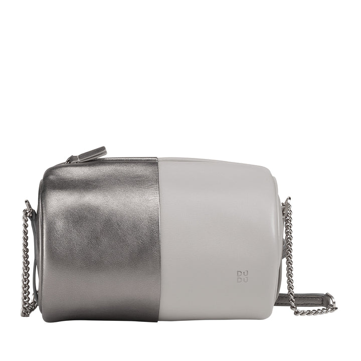 DUDU Sac cylindrique en cuir pour femme, sac à bandoulière avec chaîne et cuir, petit sac cylindrique élégant avec fermeture éclair