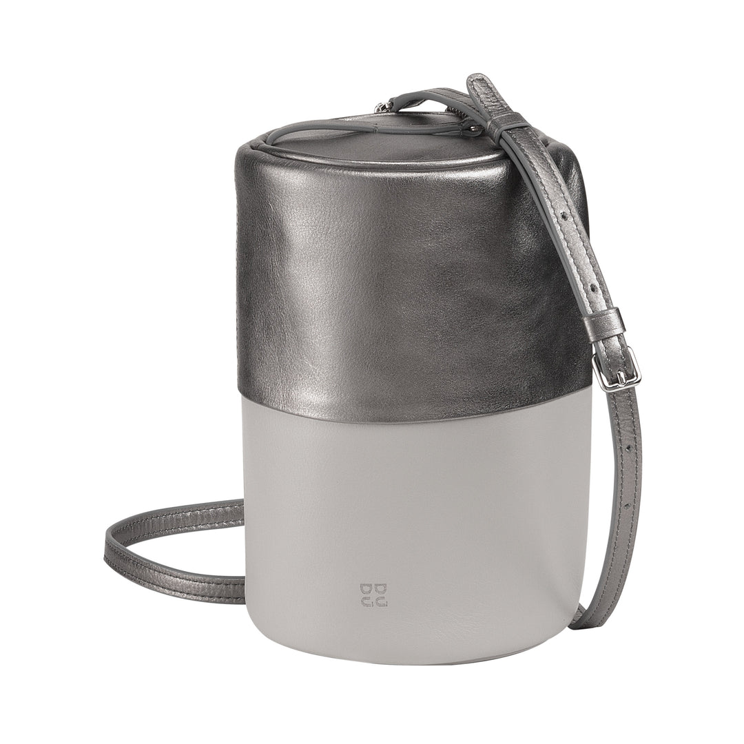 DUDU Sac cylindrique en cuir pour femme, sac à bandoulière avec chaîne et cuir, petit sac cylindrique élégant avec fermeture éclair