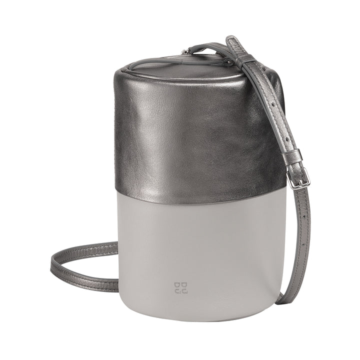 DUDU Sac cylindrique en cuir pour femme, sac à bandoulière avec chaîne et cuir, petit sac cylindrique élégant avec fermeture éclair