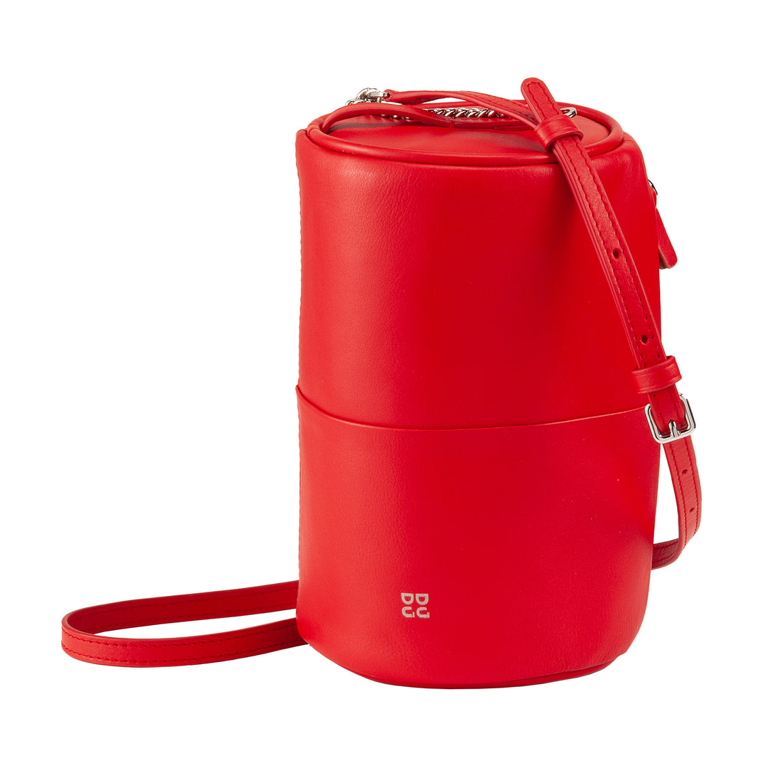 DUDU Zylindrische Damen-Ledertasche, Umhängetasche mit Kette und Leder, elegante, modische kleine Zylindertasche mit Reißverschluss