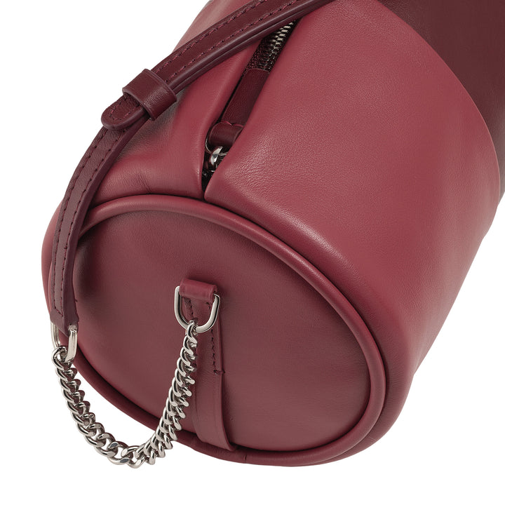DUDU Zylindrische Damen-Ledertasche, Umhängetasche mit Kette und Leder, elegante, modische kleine Zylindertasche mit Reißverschluss
