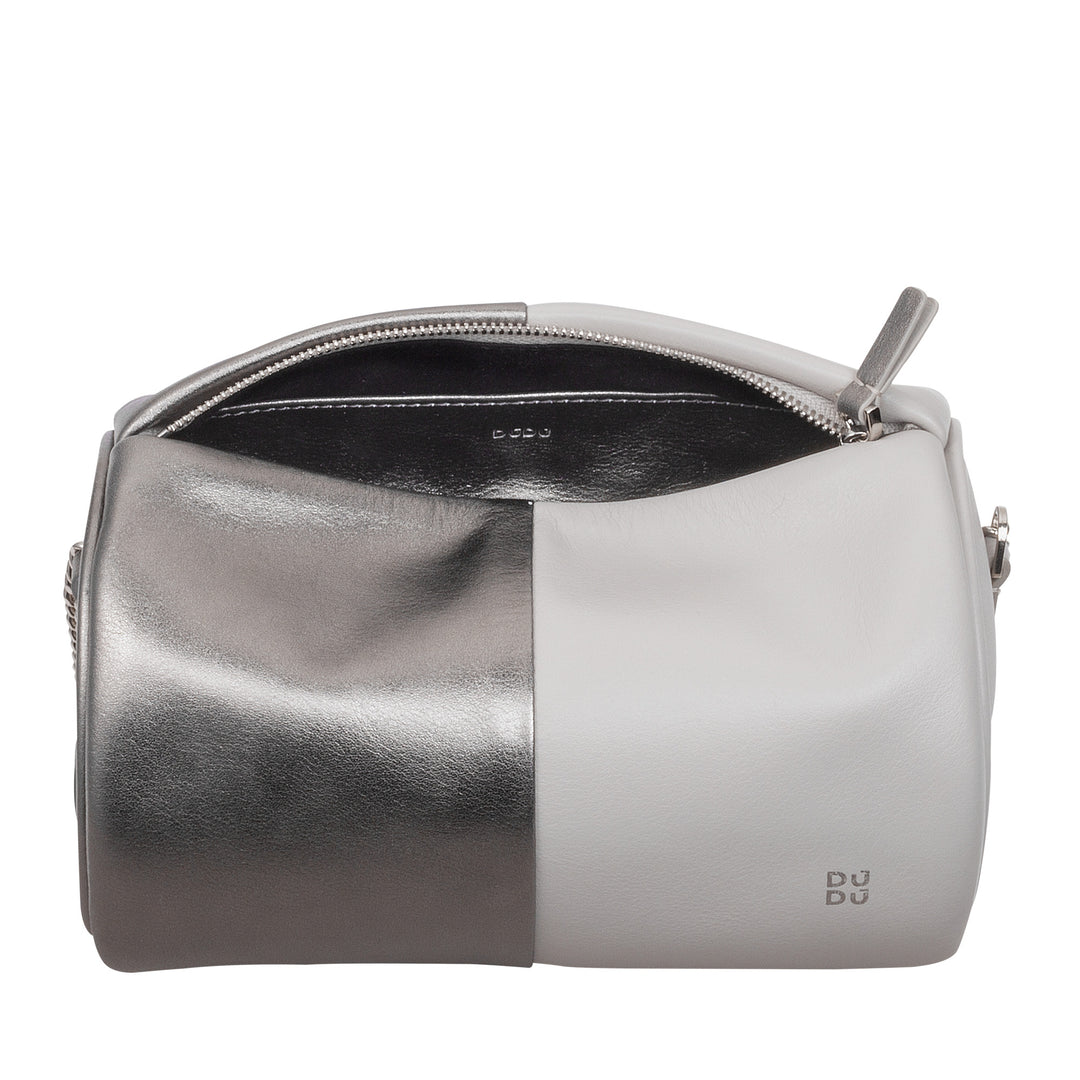 DUDU Sac cylindrique en cuir pour femme, sac à bandoulière avec chaîne et cuir, petit sac cylindrique élégant avec fermeture éclair