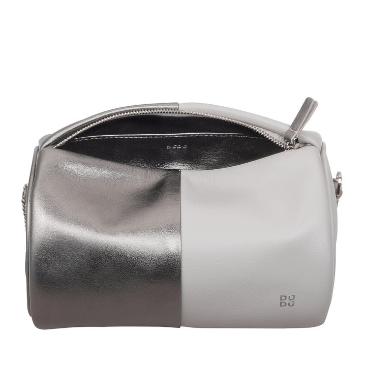 DUDU Sac cylindrique en cuir pour femme, sac à bandoulière avec chaîne et cuir, petit sac cylindrique élégant avec fermeture éclair