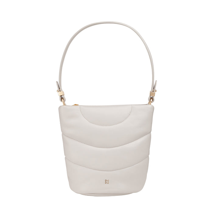 DUDU Damen-Umhängetasche und gepolsterter, gesteppter Schultergurt aus Nappaleder, kleine Tasche mit Reißverschluss, elegantes Design
