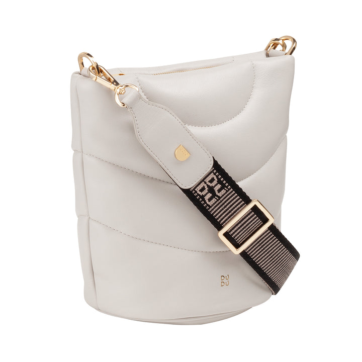 DUDU Damen-Umhängetasche und gepolsterter, gesteppter Schultergurt aus Nappaleder, kleine Tasche mit Reißverschluss, elegantes Design